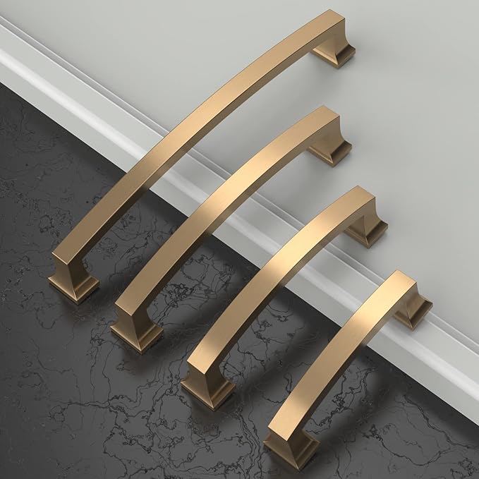 Asidrama 10 Pack 6.3 Inch(160mm) Hole Centers Kitchen Cabinet Handles, Champagne Bronze Cabinet Pulls Kitchen Cabinet Hardware for Cupboard Drawer Pulls