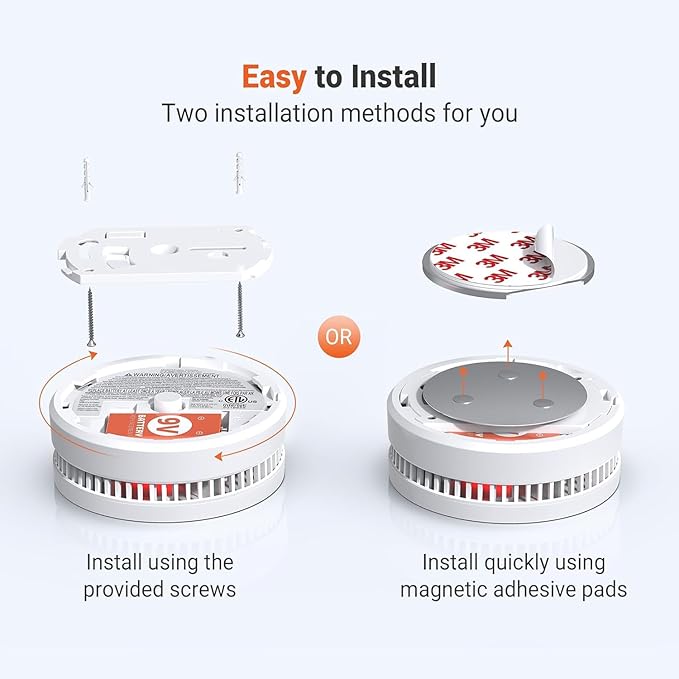 Jemay Smoke Detector Fire Alarms 9V Battery Operated with Photoelectric Sensor & Silence Button,10 Year Product Life Smoke Alarm Fire Detectors Easy to Install, 8 Packs