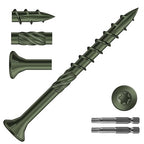 #8 x 2 Inch Deck Screws (1020Pcs) 8lb. Carbon Steel, Green, Flat Head, Rust Resistant epoxy Coated, with T25 Star Bit