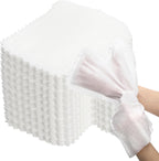 100 Pcs White Microfiber Dusting Gloves, Disposable Artisan Dust Cloth Remove Mitt, Dual-Sided Dust Wipes Feather Dusters for Indoor Plants Furniture, House Cleaning Pet Hair, Electronic Device