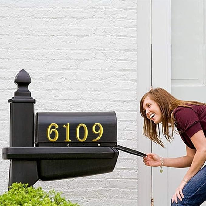 10Pcs Mailbox Numbers for outside 0-9, 2.75 inch 3D Self Adhesive Street Address House Door Numbers Signs for Apartment,Office,Cars,Mailboxes (Golden)