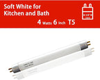 6'' F4T5/CW Under Cabinet Bulb,T5 4W Cool White Linear Fluorescent Tube,Replacement Bulb for GE,Eiko 15501, Sylvania 20416,Sunlite 05040, Rayovac,Coleman Lantern,G5 Bi-Pin Base,4100K (4PACK)