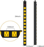 Metal 12 Outlet Mountable Power Strip, Surge Protector Heavy Duty Cord Wide Spaced and Wall Mount Metal Powerstrip for Outdoor, Desk, Garage, Industrial, Shop and Indoor (15ft)