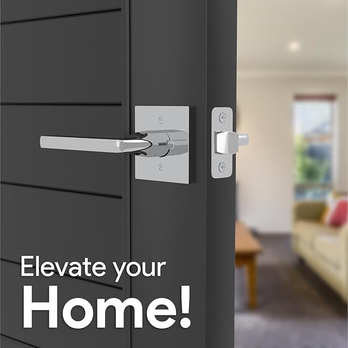 Mega Handles Prime Privacy Door Handle - 3 Pack Reversible Chrome Door Handles, Heavy Duty Bed & Bath Door Handles with Privacy Door Lock, Fits All Standard Doors - Polished Chrome