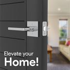 Mega Handles Prime Privacy Door Handle - 2 Pack Reversible Chrome Door Handles, Heavy Duty Bed & Bath Door Handles with Privacy Door Lock, Fits All Standard Doors - Polished Chrome