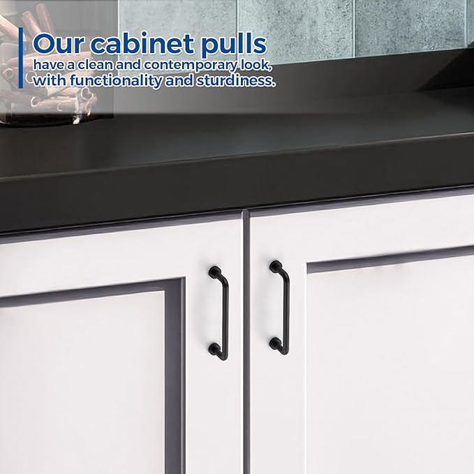 JOY DECOR Cabinet Pulls – 3-3/4 Inch Hole Center, Matte Black, 2 Pack, Zinc Alloy Cabinet Handles for Drawers & Cupboard – Vintage Style Hardware for Kitchen, Bathroom, Dresser, Furniture Makeover