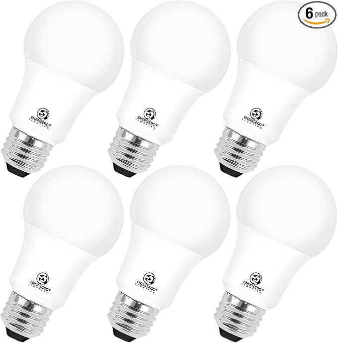 Energetic 6-Pack 100 Watt LED Bulb Daylight 5000K, Dimmable, 1500 Lumens 12.5W, E26 Medium Base, 15000 Hrs, ETL Listed