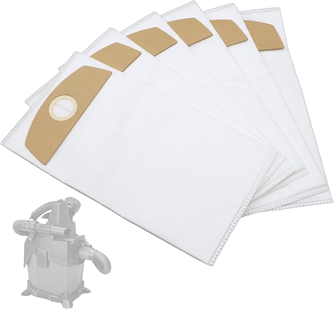 6-Pack Wet/Dry Dust Bags for FLEX 24V Brushless Wet/Dry Vacuum | Filter Bags Compatible with FLEX VC 6L MC & VC 6L MC 18.0 | Vacuum Cleaner Replacement Bags 487287