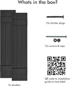 Board & Batten Vinyl Shutters (1 Pair) | 11"x51" (3-Board) - Black Cosmos/Paintable | Exterior Window Shutters | Includes Mounting Hardware | Simple Installation | Made in USA