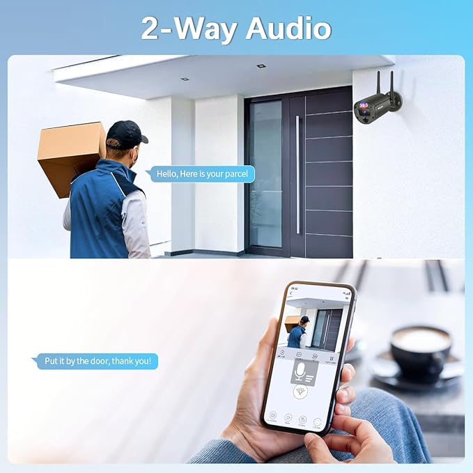 【90 Days Storage & 130° Wide Angle】 Outdoor Wireless Security Camera System, Wireless Cameras for Home Security, WiFi Video Surveillance DVR Kits