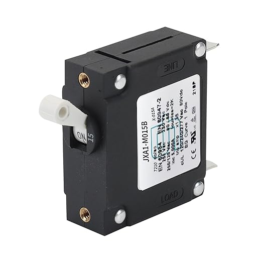 GLOSO J Type Toggle Hydraulic Magnetic Single Pole Circuit Breaker AC/DC Manual Reset Switch Yachts Campers Caravans White Toggle, 15A, J1P