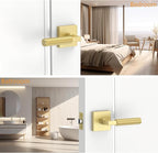 Amerdeco 1 Pack Brushed Gold Passage Door Handles,Heavy Duty Non-Locking Door Lever for Hall, Closet,Office Area, Shopping Malls AM0021
