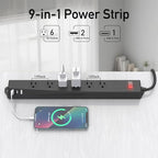 Outdoor Power Strip Weatherproof, KPQ IPX6 Waterproof Surge Protector with 6 Outlets with 2 USB A and 1 USB C, 6FT Extension Cord, Wall Mountable for Home, Office, Dorm, Patio, FCC UL Listed