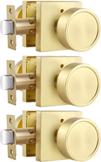 Haidms Gold Door Knobs Interior, Zinc-Alloy Heavy Duty Round Brushed Gold Privacy Door Knobs for Bedroom Modern Bathroom Interior Door Lock Bulk(3 Pack)
