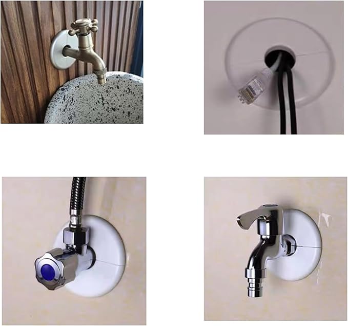 2 Pack Wall Split Flange ABS Round Escutcheon Plate for 2.0"/ 51mm Diameter Pipe Faucet Decoration Accessories (White)