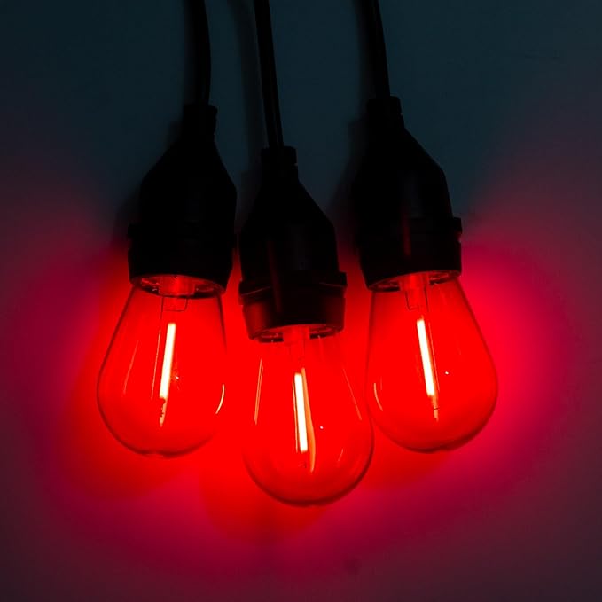 24 Pack Red Green S14 Christmas Light Bulbs, 1 Watt Plastic Shatterproof LED Replacement Bulbs for Indoor Outdoor Patio String Light, E26 Medium Base.