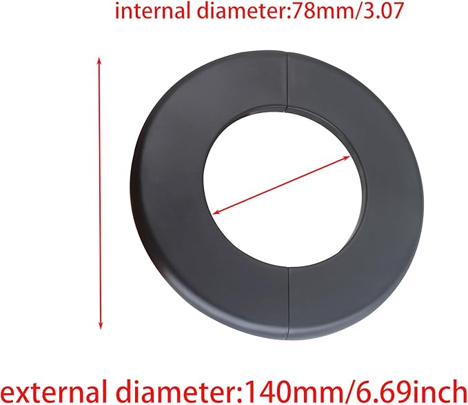 2 Pack Wall Split Flange ABS Round Escutcheon Plate for 3.0"/ 76mm Diameter Pipe Faucet Decoration Accessories (Black)