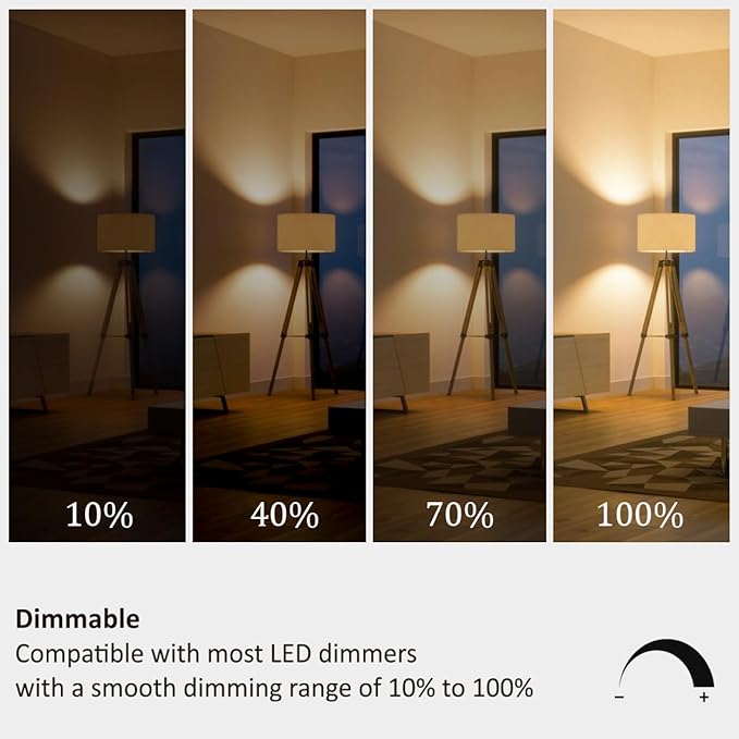 A19 LED Light Bulbs 60 Watt Equivalent, 90 CRI, Dimmable, Warm White 3000K, 760 Lumens, E26 Base, 120V, 8W LED Bulbs for Bedroom Living Room, 8-Pack