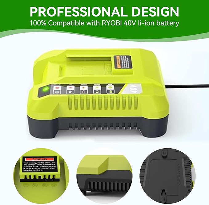 [Upgraded] 7500mAh Replacement for Ryobi 40V Battery and Charger Combo Lithium ion Compatible with Ryobi Batteries OP4026 OP40601 OP4050A OP4040 OP4030 OP4050 and OP401 Battery Charger