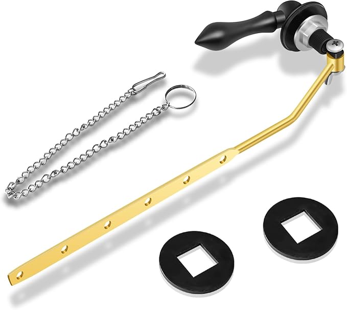 Universal Front Mount Toilet Handle, Trip Lever Replacement With Stainless Steel Flapper Chain, Black Tank Flush Lever for Most Toilets