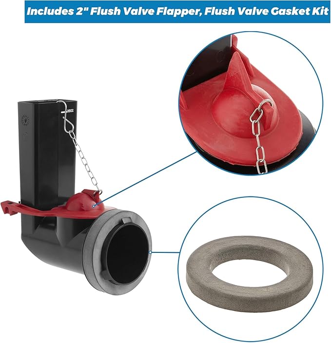 Toilet Flapper Replacement with Toilet Flush Valve Seal Gasket Compatible with Kohler Parts 84995 and 1000490 Flapper Replacement and Kohler GP83996 Gasket, 2.5 Inch