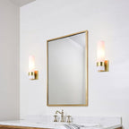 XiNBEi Lighting Sconces Wall Lighting, 1 Light ADA Wall Sconce, Vintage Bathroom Vanity Light with Tube Glass Satin Brass Finish for Kitchen & Corridor XB-W1185-SB