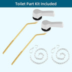 Hygie Rinse Metal Toilet Handle Lever Flush Replacement, 2PCS Universal Side Mount Toilet Handle with Stainless Steel Flapper Chains, Toilet Repair Kit, White