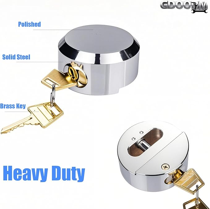 2 Pack Heavy Duty Hidden Shackle Padlock with Hasp, 2.87”/73mm Solid Steel Puck Lock Keyed Alike with Locking Hasp, 80mm Screws, Fits for Trailers, Trucks, Vehicles, Garage, Shipping Container