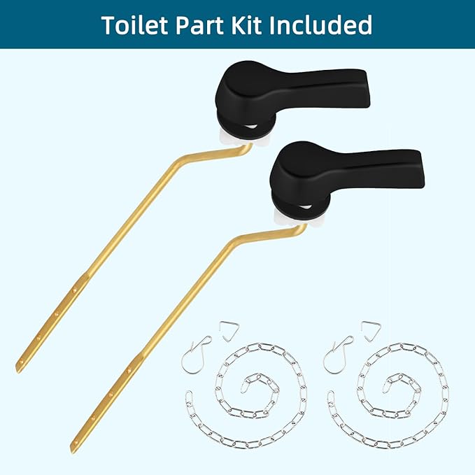Hygie Rinse Toilet Handle, 2 Pack Universal, L Shaped, Lever Type, Brass, Stainless Steel, Matte Finish, Durable, Easy to Install, 2 Count