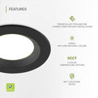 ASD Retrofit LED Recessed Lighting 4 Inch | 9W 700 Lm Wet Rated Dimmable Ceiling Downlights | 2700K-5000K Adjustable CRI90 Black Room Recessed Light Fixtures | LED Can Lights, UL 6 Pack