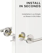 Asidrama 6 Pack Passage Brushed Nickel Door Handles, Door Lever with Door Knobs Indoor for Bedroom or Bathroom, Heavy Duty Door Handles Interior with Locks for Left Right Sided Doors