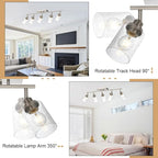 5-Light Track Lighting Kit, Bathroom Vanity Light Ceiling Spotlight in Brushed Nickel for Kitchen Shop, Seeded Glass Shades