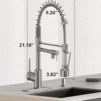 Smart Kitchen Faucet, 3 Modes Pull Down Sprayer, LED Temperature Control, Ceramic Valve,360-Degree Rotation,1 or 3 Hole Deck Plate, Double Spout. 10-Year Warranty. (KW-21SN, Brushed Nickel)