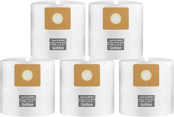 Micro Shop Vac Bags 1-1.5 Gallon by ALYYDBG, Type A - 90667 9066700 9066733 Disposable Vacuum Cleaner Collection Filter Bag 5 PCS