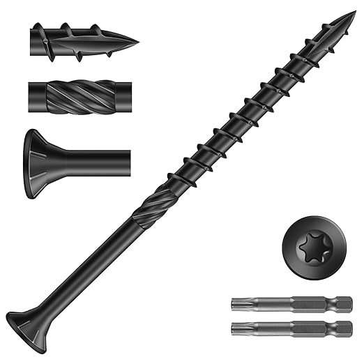 #10 x 3 Inch Deck Screws (135Pcs) 2lb. Carbon Steel, Black, Flat Head, Rust Resistant epoxy Coated, with T25 Star Bit