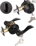 Gobrico 6 Keyed-Alike Entry Lever and Single Cylinder Deadbolt Combination Locksets,Black Finished,for Right-Handed and Left-Handed Doors