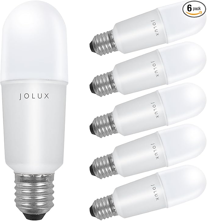 Jolux LED Stick Light Bulbs Dimmable,led Bulbs 100 watt Equivalent,5000K(Daylight) led Enclosed Fixture Rated, 14 Watt 1500 Lumen,Standard Medium Screw Base,E26 led Bulb Narrow,6 Pack……