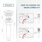 Bathroom Sink Drain with Overflow, Brushed Nickel Pop Up Drain 2 Pack, All Metal Bathroom Sink Stopper for Vanity Vessel Sink, Stainless Steel and Brass, RM083J-P2