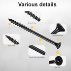 Deck Screws #10X3-1/2’’, T25 Star Torx Drive Flat Head Wood Screws, Black, 5lb