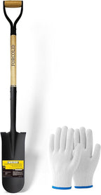 Drain Spade Shovel, Garden Drain Spade, Trenching Shovel, Woode D-Handle, Steel Y-Grip, 45 Inch Spade for Digging Transplanting & Edging