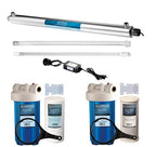 55W UV Ultraviolet Light Plus Sediment and Carbon Well Water Filter Purifier System for Rust, Iron, Sand, Dirt, Sediment Bad Taste/Odor.12 GPM UV System and 2 Heavy Duty Housings Size 4.5"x10"