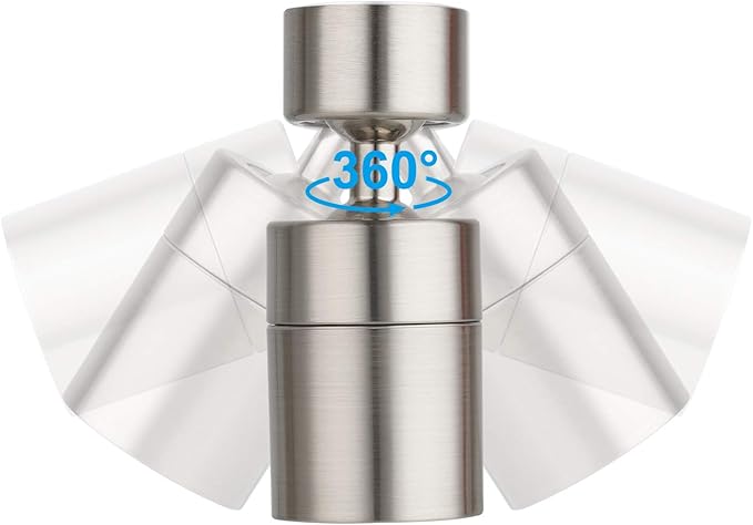 Hibbent NSF/ANSI/CAN 61 Certified 360 Degree Swivel Sink Faucet Aerator, CUPC Certification Big Angle Water Saving Dual Function Kitchen Faucet Aerator,55/64 Inch Female Thread, Brushed-Nickel