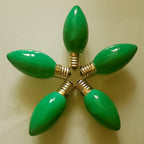 C9 Green Christmas Light Replacement Bulbs, 25 Pack Ceramic Green Incandescent Light Bulbs Vintage Light Bulbs for Outdoor Christmas Lights St Patricks Day Lights, E17 Intermediate Base- 7 Watts