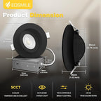 4 Inch 6 Pack Black Gimbal LED Recessed Lighting, 360°&90°Adjustable Eyeball Directional Wafer Light,Downlight, Dimmable, 12W 1100LM CRI90+, 2700K 3000K 3500K 4000K 5000K 5CCT, ETL&FCC