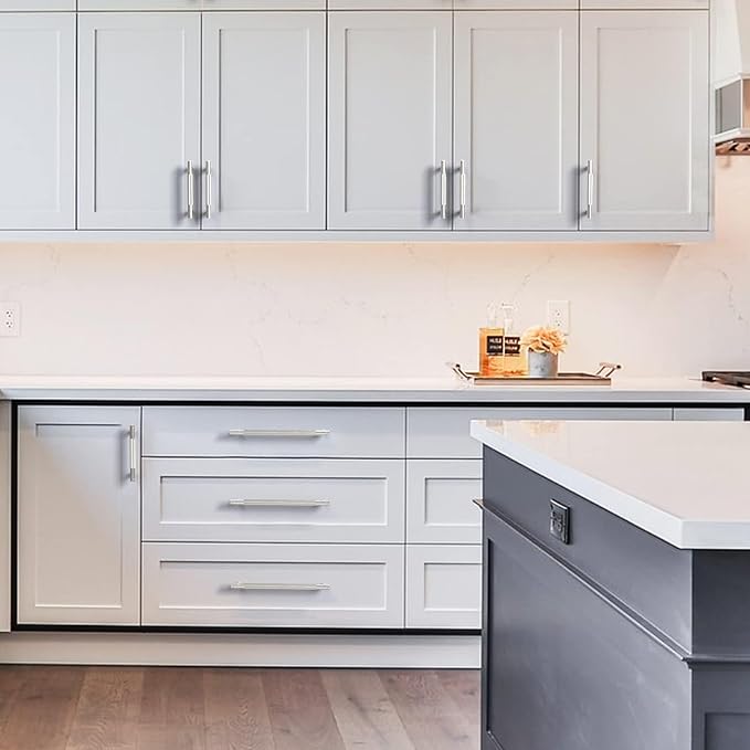 Amerdeco 10 Pack Brushed Satin Nickel Cabinet Hardware - 6.25 Inch(160mm) Hole Center Drawer Pulls for Kitchen, Bathroom, Dresser