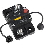 GLOSO Circuit Breaker 15 A E69 for Marine Truck Boat RV Automotive Mid Range Mini T3 Manual Reset Switchable Compact Medium IP66 (15 A)