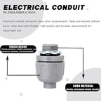 3/4 inch Liquid Tight Connector PVC Flexible Conduit Connector, Straight 180 Degree UL Listed Liquid Tight Connector, Non-Metallic Electrical Conduit Fittings (36 Pack)