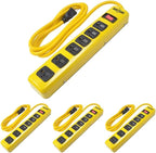 Woods Wire Southwire Yellow Jacket 5139N 14/3 6-Outlet Heavy Duty Industrial Metal Workshop Strip with 6-Foot Power Cord; Sliding Safety Covers and Overload Protection (Pack of 4)