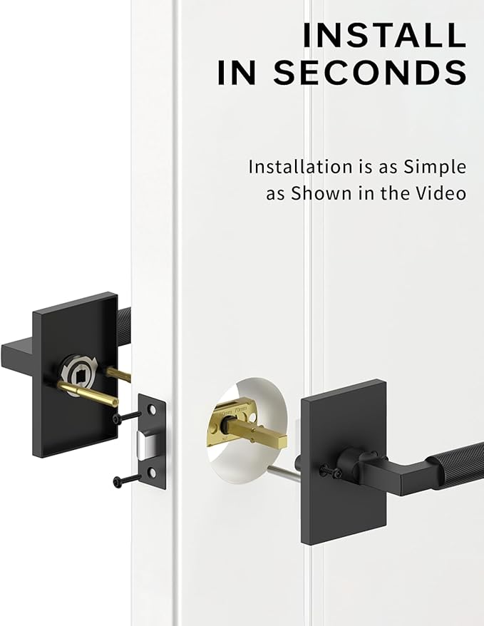 Asidrama 6 Pack Black Passage Door Handles, Door Lever with Door Knobs Indoor for Bedroom or Bathroom, Heavy Duty Door Handles Interior with Locks for Left Right Sided Doors