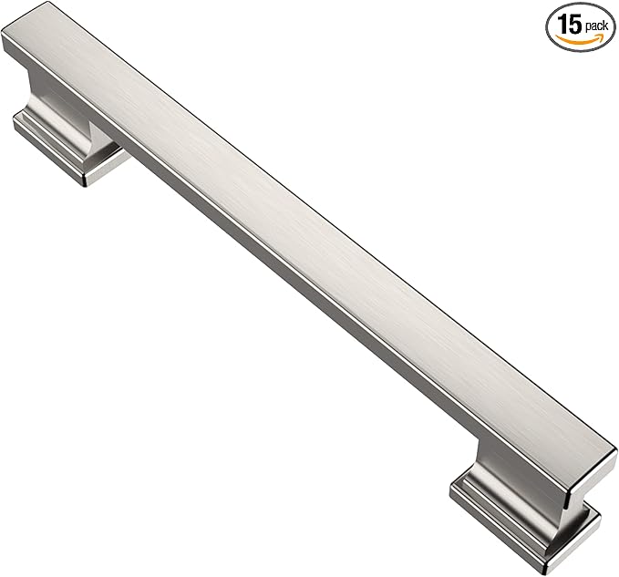 Alzassbg 15 Pack Brushed Satin Nickel Cabinet Pulls, 5 Inch(128mm) Hole Centers Kitchen Cabinet Handles for Cabinets and Drawers AL3061SN